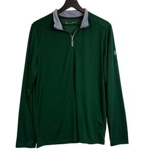 Under Armour Mens Threadborne Golf 1/4 Zip Loose Fit Heatgear Top Green - M